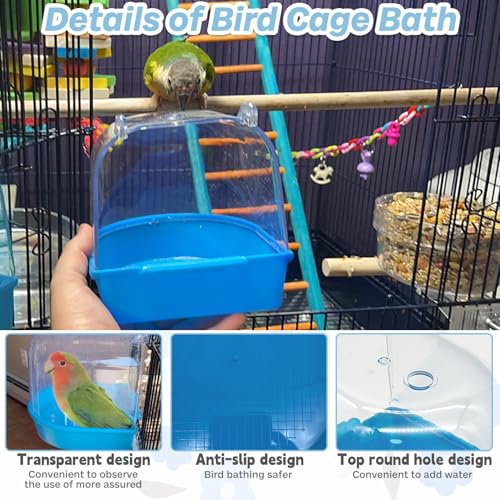 kathson Bird Bath for Cage Parakeet Bathing Tube for Budgie Conure Parakeet Finch Canary Cockatiel Parrot Lovebird (Random Color)