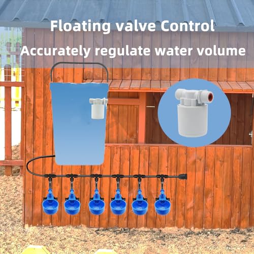 Automatic Chicken Waterer, 6 Cups Float Controlled No-Spill Dispenser | Quick-Connect Poultry Water Dispenser., Reliable Poultry Watering Solution for Backyard Farm