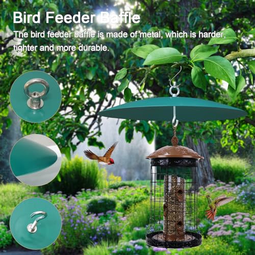 Bird Feeder Baffle, Metal Hummingbird Feeders Rain Guard for Bird Houses for Outside 13 inch Metal Hanging Baffle Weather Guard Cover