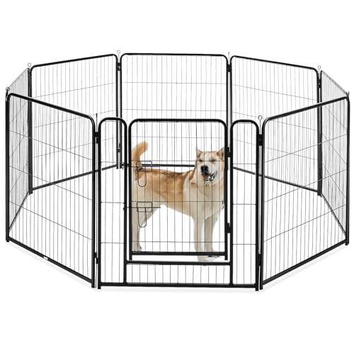 NEWBULIG Dog Playpen Indoor 8 Panels 32 Inch, Outdoor Metal Dog Fence Pen | Heavy Duty Metal Exercise Pen, Foldable Portable, RV Camping, Yard Garden, Small Medium Dogs Pet Pen - color: Black, size: 32IN