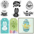 Easter Clear Stamps for Card Making, Happy Easter Blessing Words Rubber Stamps Bunny Egg Spring Theme Transparent Silicone Seals for Spring DIY Craft Scrapbooking Journaling Album Supplies