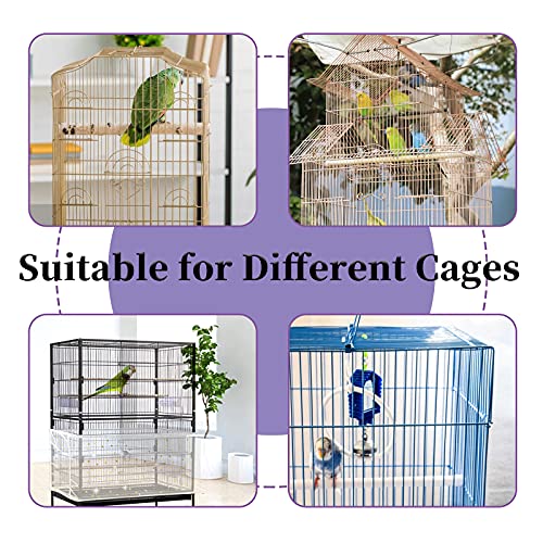 Daoeny 2Pcs Bird Cage Cover, Adjustable Bird Cage Seed Catcher, Large Soft Nylon Mesh Net with Twinkle Moon Star, Birdcage Cover Skirt Seed Guard for Parrot Parakeet Macaw Round Square Cages - color: Upgraded Sequined, size: 118 x 15.7 inch