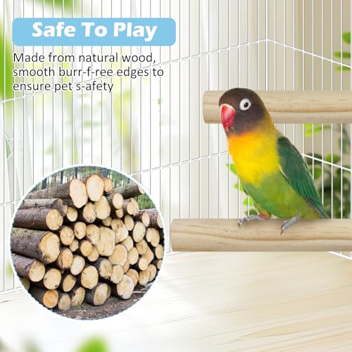 Tfwadmx 8 PCS Parakeet Perch Bird Stand Toy Natural Wood Platform Grinding Nail Cage Accessories for Small Birds Cockatiels Lovebirds Budgie Parrots