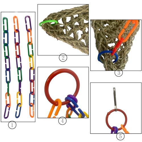 Bird Seagrass Mat Conure Hammock,Parrot Swing Toys Small Triangle Seagrass Woven Birds Net Climbing Chewing Bird Cage Accessories for Parrot Budgies Lovebird Canary Cockatiel Finch Cockatoos - size: 【Hammock：7.87x7.87x11.63 IN】
