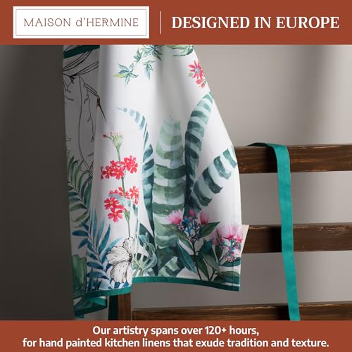 Maison d' Hermine Aprons for women with Pocket 100% Cotton (27.50"x31.50") | Adjustable Neck Strap & long ties Apron Men Chef Wedding Cooking Gardening Server Maid - color: 005 - Tropiques