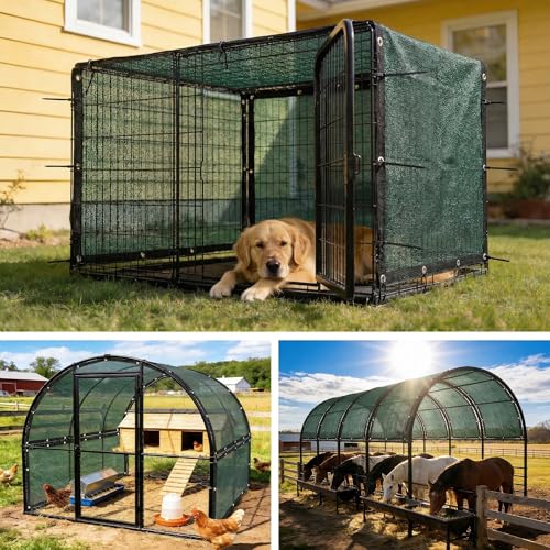 Amgo 90% UV Block Sun Shade Cloth for Dog Kennel Cover, 2' x 3' Green Pet Playpen Sunshade with Grommets, Durable Mesh Tarp for Crate, Patio, Stable,Chicken Coop & Outdoor Privacy Screen. - color: Green, size: 2' x 3' Custom Size