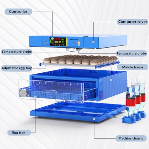 Automatic Eggs Incubator, Large Incubators for Hatching Eggs | Automatic Egg Turning & Temperature Control, Poultry Hatcher Machine for Chicken Duck Goose Quail Bird (256 Eggs) - size: 256 Eggs