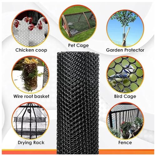 39.3IN x 65.6FT Garden Plastic Wire Mesh Fencing, Black Plastic Safety Fence Roll Poultry Breeding Netting Balcony Protection Net for Gardening Animal Pet Vegetable(Size:39.3INx65.6FT-Mesh 0.7IN) - size: 39.3INx65.6FT-Mesh 0.7IN