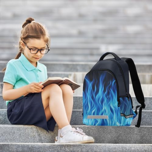 Kids Blue Flame Backpack for Boys Girls School Bags | Elementary Middle, Travel Daypack Lightweight Waterproof with Reflective Strip - color: Blue Flame