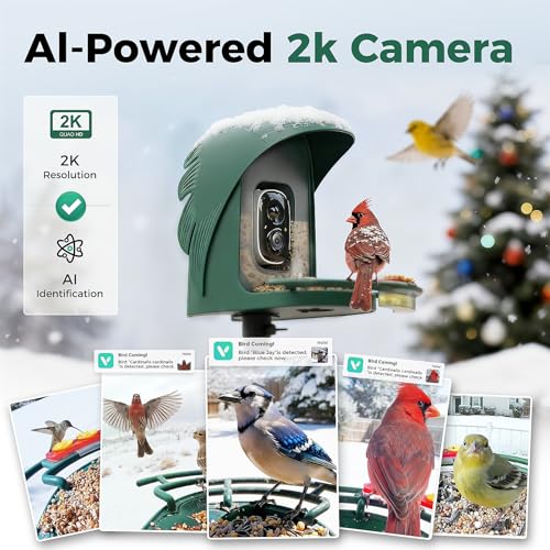 PerchMe® 2026 New AI Bird Feeder with Camera Solar Powered -2K HD Live View,Smart Bird House Camera Wireless Outdoor,DIY Add-ons,Pefect Birding Gift for Parents & Families