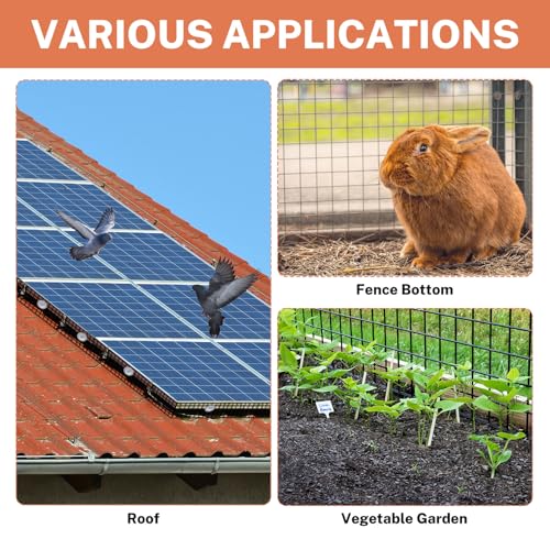 Solar Panel Bird Guard Kit, 6in x 100ft PVC Coated Heavy Duty Steel Mesh with 60 PCS Clips, Pigeon & Squirrel Critter Guard, Roof Protection Net, Rodent Prevention System for Solar Panels