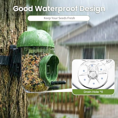 ‌LONA 1Pack Tube Bird Feeders, Weatherproof Design with 1 Feeding Port | Easy-fill Top Design, 2 Ways for Hanging, Suits Mixed Seeds, Squirrel-Proof Bird Feeder for Backyard/ Garden/ Patio, Green - size: 1 Port