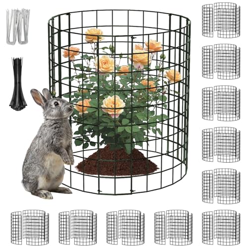 PASARA 10 Pack Plant Protectors from Animals, 13 Inch Round Cloche Plant Cages with Sturdy Chicken Wire Mesh, Garden Cages to Keep Animals Out for Vegetables & Flowers, Includes Support Stakes - size: 10PACK-12*12inch