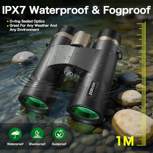 10x42 HD Binoculars for Adults, High Powered Binoculars with BAK4 Prism, Low Light Vision, Easy Focus, Waterproof Binoculars with Large Eyepiece for Bird Watching, Alaska Cruise, Hiking, Hunting - color: Black