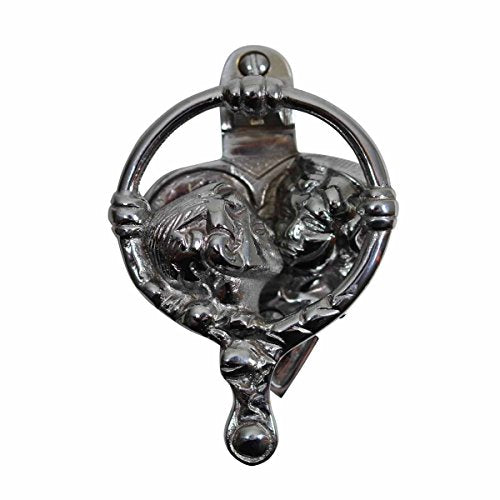 Chrome Kissing Cherubs Door Knocker 4.75" H X 2.75" W Heavy Duty Silver Chrome Plated Solid Brass Metal Front Door Knockers Tarnish Resistant Finish Includes Screws Renovators Supply Manufacturing - color: Chrome Kissing Cherubs
