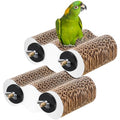 CroBlissful 2-Piece Bird Platforms for Macaws, Small Parakeets, Conures, Budgies; Brown Corrugated Paper; Bird Perch, Chew Toy, & Playground - size: Small