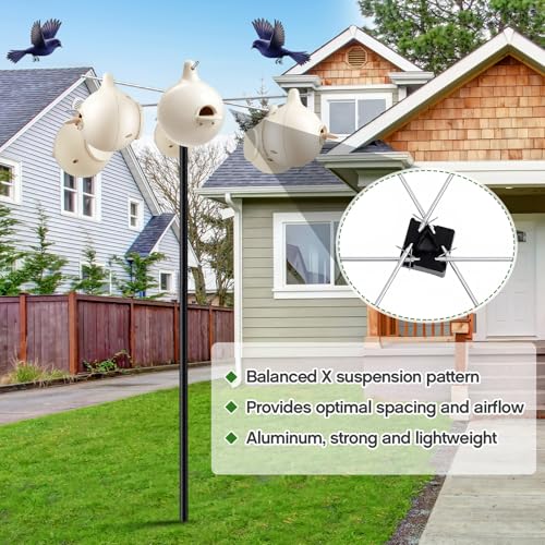 Yaocom 1 Set 3 Pcs Hanging Gourd Bracket, Purple Martin Gourds Hangers, Only Compatible with 28mm/1.1in Pole，Round, Aluminum Bracket, Durable and Easy to Install