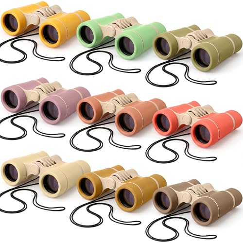 Yunsailing 9 Pack Kids Binoculars,Morandi | for Kids Folding Outdoor Explorer Toy for Bird Watching, Camp, Scavenger Hunt, Classroom Activities, VBS, Party Favor - color: Warm