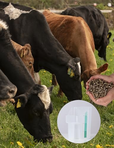 Tackmore Plastic Feed Scoop With Clearly Labeled Indicators Feed Scoop Allow for Accurate Measurement Grains, Pellets, Sweet Feed, Water Feeder