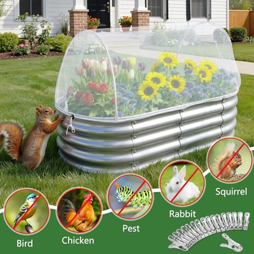 Garden Netting for Raised Beds 2PCS, Raised Garden Bed Plant Netting Cover Mesh with Drawstring for Garden Protection, Rectangular Bird Insect Netting Pest Barrier Screen for Vegetable, 4x2x1ft, White - color: 2pcs White Mesh, size: 4x2x1ft
