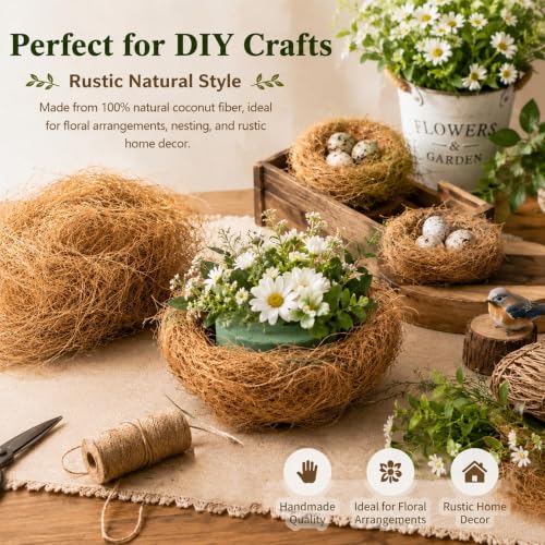Sukh 3PCS Coconut Fiber for Bird Nest - Bird Nest Bedding for Hummingbird Finch | Coconut Bird Nest Finch Coconut Fiber Loose Bedding Substrate for Laying Eggs, Resting Materials for Birds, Hummingbird Parak