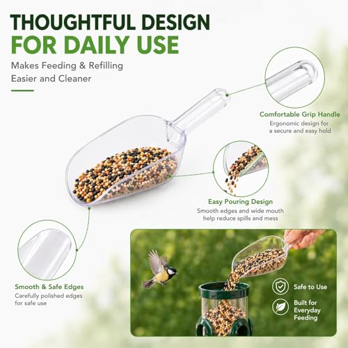 Bird Feeder Scoop Set, 2PCS Acrylic Seed Scoop, Easy Refill Tool for Tube Feeders, Pet Bird Feeding Scoop for Budgies, Finches, Chickens, Small Animals(Frosted Transparent) - color: Frosted transparent