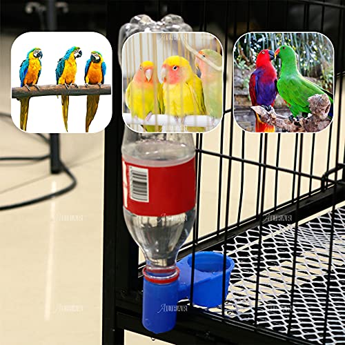 AUEAR, Set of 12 Bird Drinker Feeder Cup Soda Pop Water Bottle Plastic for Pigeons Parrot Chicken Supplies (Blue) - color: Blue
