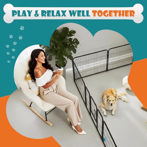 NEWBULIG Dog Playpen Indoor 8 Panels 24 Inch, Outdoor Metal Dog Fence Pen | Heavy Duty Metal Exercise Pen, Foldable Portable, RV Camping, Yard Garden, Small Dogs Pet Pen - color: Black, size: 24IN
