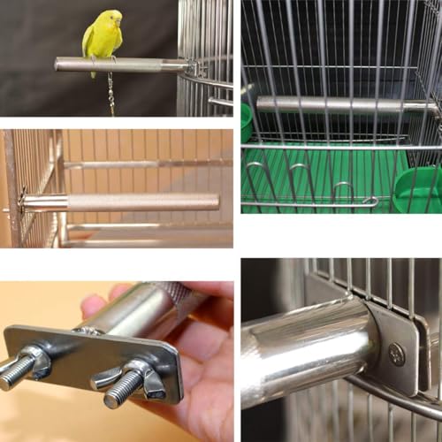 Bird Perch Stainless Steel Stand Parrot Rod Grinding Claws Trimming Beak Nails Grinding Stick Exercise Platform for Parakeet Cockatiel Conure African Grey Macaw Finch Bird Cage Accessories (S) - size: S: 7.19x 0.75inch