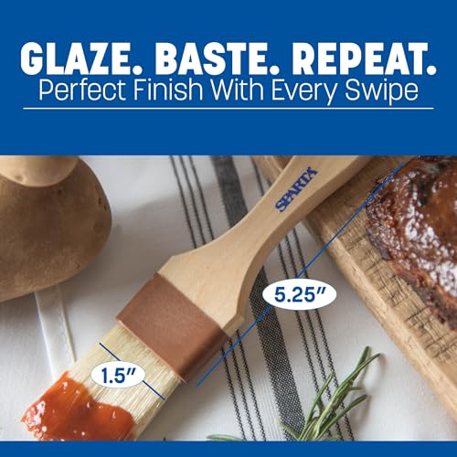 SPARTA Kitchen Basting Brush – 4037300 Basting Brush for Cooking Flat Boar Bristle Brush, Hardwood Handle for Kitchens, Restaurants, Catering, High Heat Food Prep, 1.5in - size: 8.25" x 1.5" (Pack of 1)