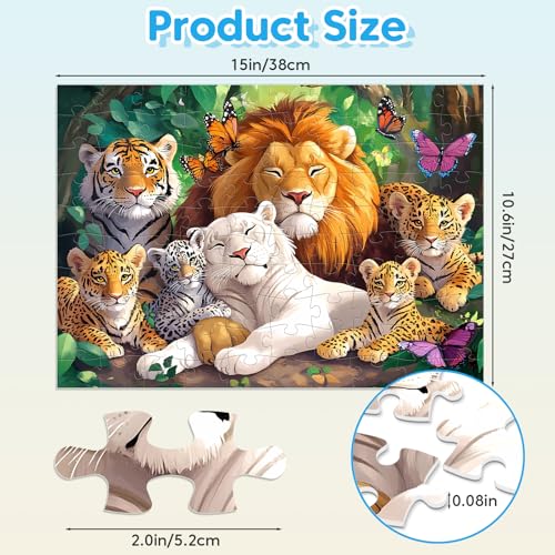 Jeacirio Kids Puzzles Ages 5-8 - Wild Animals Puzzles 100 Piece Jigsaw Puzzles for Kids Ages 4-6 Toddler Puzzle, World of Animals Collection Puzzles Gift Educational Toys for Boys and Girls 4-Pack - style: World of Animals