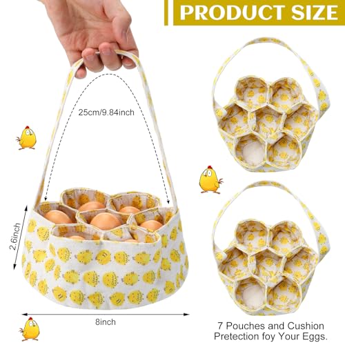 2 Pieces Egg Basket Mini Egg Collecting Bags Gathering Basket with 7 Pouches for Farmhouse Chicken Hen Duck Goose Housewife Garden Transporting Storage, 8 x 2.6 Inch(Pretty) - color: Pretty