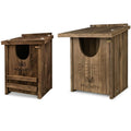 MOONITY Fire-Treated Cedar Owl House Bundle – 16"x12"x12" & 14"x9"x9" Nesting Box Set for Barn, Screech, Kestrel & More – Weatherproof, Predator-Safe & Easy to Install