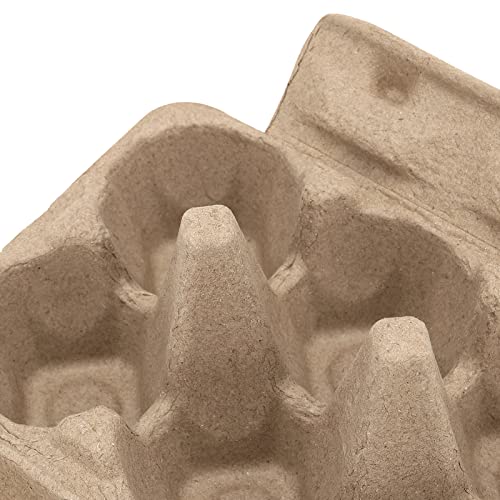 SEUNMUK 40 Pack 6 Cell Empty Egg Cartons, 6 x 3.7 x 2.7 Inch Brown Pulp Fiber Egg Tray Holder, Half Dozen Egg Container with Lids for Storing Eggs - size: 40 Pack 6 Cell