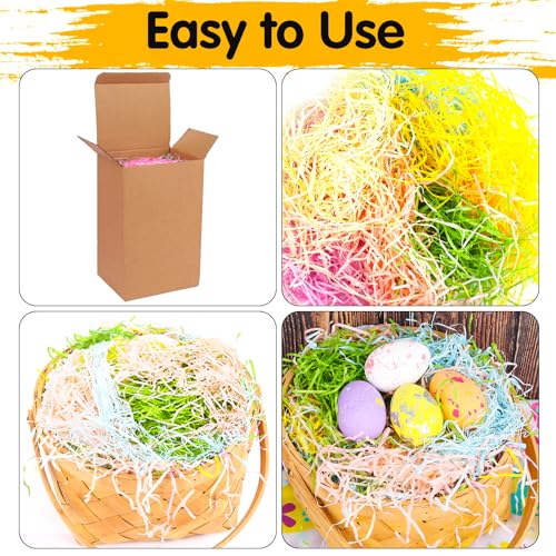 FOIMAS Easter Grass Basket Filler,11.6oz Shred Craft Paper with Confetti for Easter Basket Filler Stuffer Gift Packaging Supply - color: Green Blue