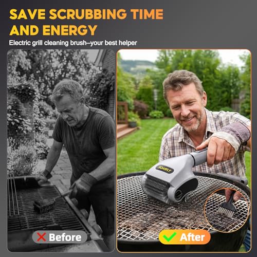 Electric Grill Brush, Wireless Grill Cleaner BBQ Cleaning Brush Kit