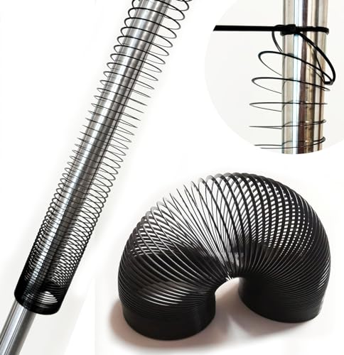 2 Pieces Squirrel Proof Metal Spring Barrier Device Spring Guard Baffle Accessories Outdoor Bird Feeder Protects Hanging Spring Type Coil Poles Raccoon Proof (Black) - color: Black