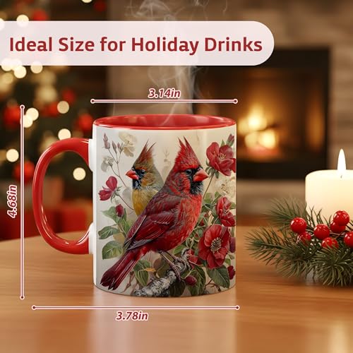 Cardinal Bird Ceramic Coffee Mug, Beautiful Red and Yellow Redbird with Floral Background, Durable Tea Cup for Home, Gift for Nature Lovers,Morning Mug for Hot and Cold Drinks (Cardinal Bird Floral) - color: Cardinal Bird Floral