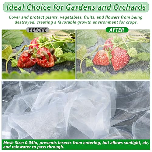 Garden Netting for Raised Beds, Plant Covers Garden Protection Bird Netting | 6x3FT Raised Garden Bed Cover, Ultra Fine Mesh Netting Pest Barrier for Vegetables Fruits Crops, with Drawstring & Clip, 2PCS - size: 6x3x1FT