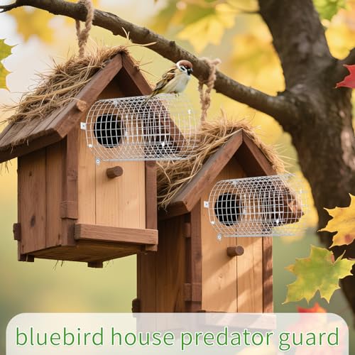 Bluebird House Protector Guards, 2 Sets Stainless Steel Birdhouse Predator Guard for Keeping Out Predators and Their Babies Safe, Easy to Install