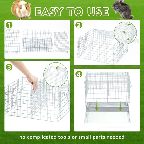 DoubleFill 2 Hole Cavy Transport Cage 16 x 14 x 8 Inch, Chinchilla Hamsters Chicks Rabbit Carrier for Travel Temporary Housing, Indoor Outdoor Pet Habitat Animal Enclosure