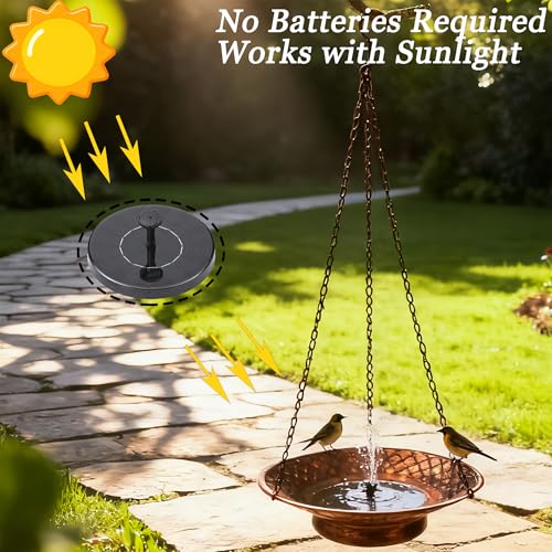 12.6" Hanging Solar Bird Bath, Birdbath Fountain Solar Power, Metal Bird Bath for Outside Hanging, Hanging Bird Fountain for Garden, Patio, Lawn Decor, Bronze - color: Bronze