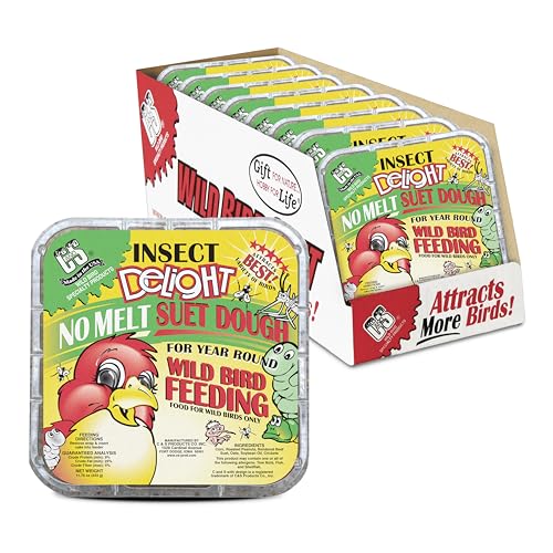 C&S Insect Delight No Melt Suet Dough, Suet Cakes for Wild Birds Including Robins, Blue Jays, Woodpeckers, Wrens, Bluebirds and More, 11.75 Ounces, Pack of 8 - size: 1.47 Ounce (Pack of 8), style: Insect, 8 Pack
