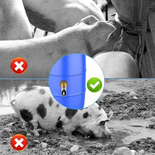 6 Pack Pig Waterer Nipples, Stainless Steel Hog Waterer Barrel Kit | Automatic Pig Nipple Water Drinker, 2.5 x 0.75 in Size, 1/2 in Thread, Touch-Activated Flow, PTFE Tape, Piglets and Goats - color: Coppery-6 Pcs