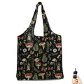 BeeGreen Reusable Grocery Shopping Bag -Travel Tote Bag - Foldable Compact Sturdy Bags - color: Black and Red Mushrooms, style: Standard Extra Large
