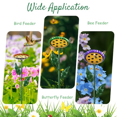 DREAMSOUL 4 Pack Bee Watering Station, Colorful Flower Bird Bath for Yard | Bright Color Appearance, Sturdy Metal Construction, Dual Use for Birds And Bees, Weatherproof for Outdoor Garden Use - size: 4PCS-B