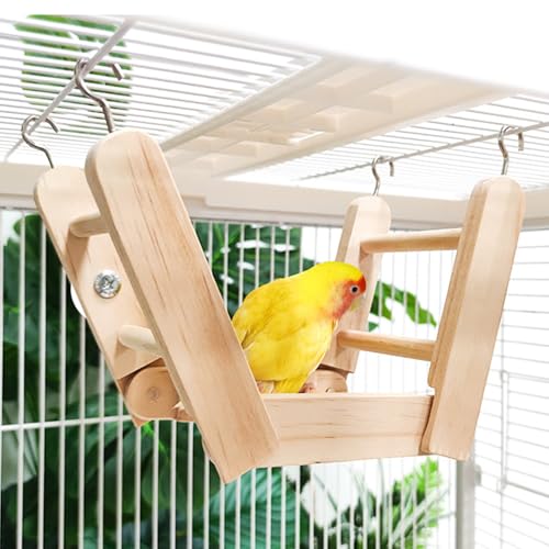 Flexible Wooden Bird Ladder Climbing Toys, Adjustable Pet Cage Accessories Stairs & Platform Enrichment Toy for Parakeets, Parrots, Cockatoo & Lovebirds, Rats, Chipmunk, Gerbil, Mice