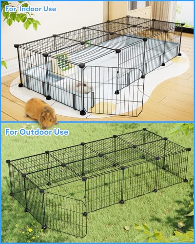 BUCATSTATE Guinea Pig Cages for 2, 20 Panels Guinea Pigs Playpen with Waterproof Mat, Metal Rabbit Cage Indoor for Hedgehogs, Quail, Chickens (56" L x 24" W x 12" H) - style: 20 Panels-56"x24"x12" (LxWxH)