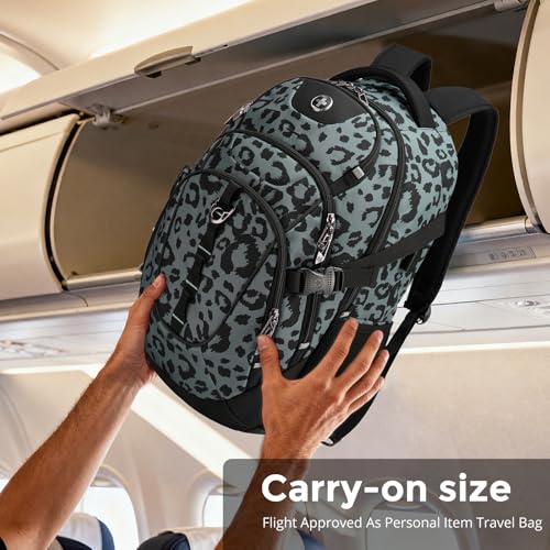 Swissdigital Laptop Backpack, Gray Leopard | USB Charging Port, Travel Backpack, 31l Capacity, For Men - color: Gray Leopard