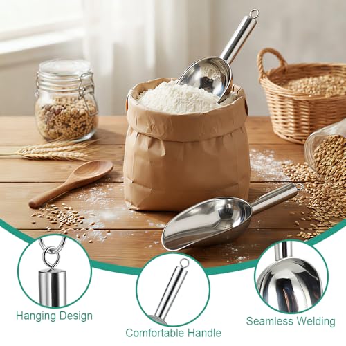 6 Oz Upgraded & Thickened Stainless Steel Ice Scoop, Kitchen Ice Scooper | For Ice Maker, Freezer, Ice Bucket, Bar, Wedding, Pet Food - Sturdy, Rust-Resistant, Dishwasher-Safe by Ozidstu